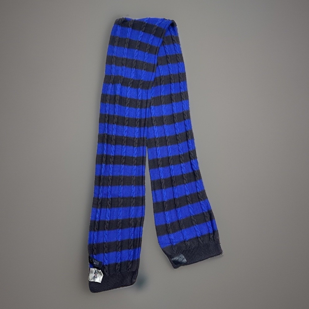 Harley-Davidson Blue Black Striped Cable Knit Scarf One Size Unisex